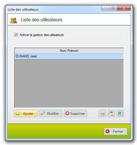 Liste des utilisateurs